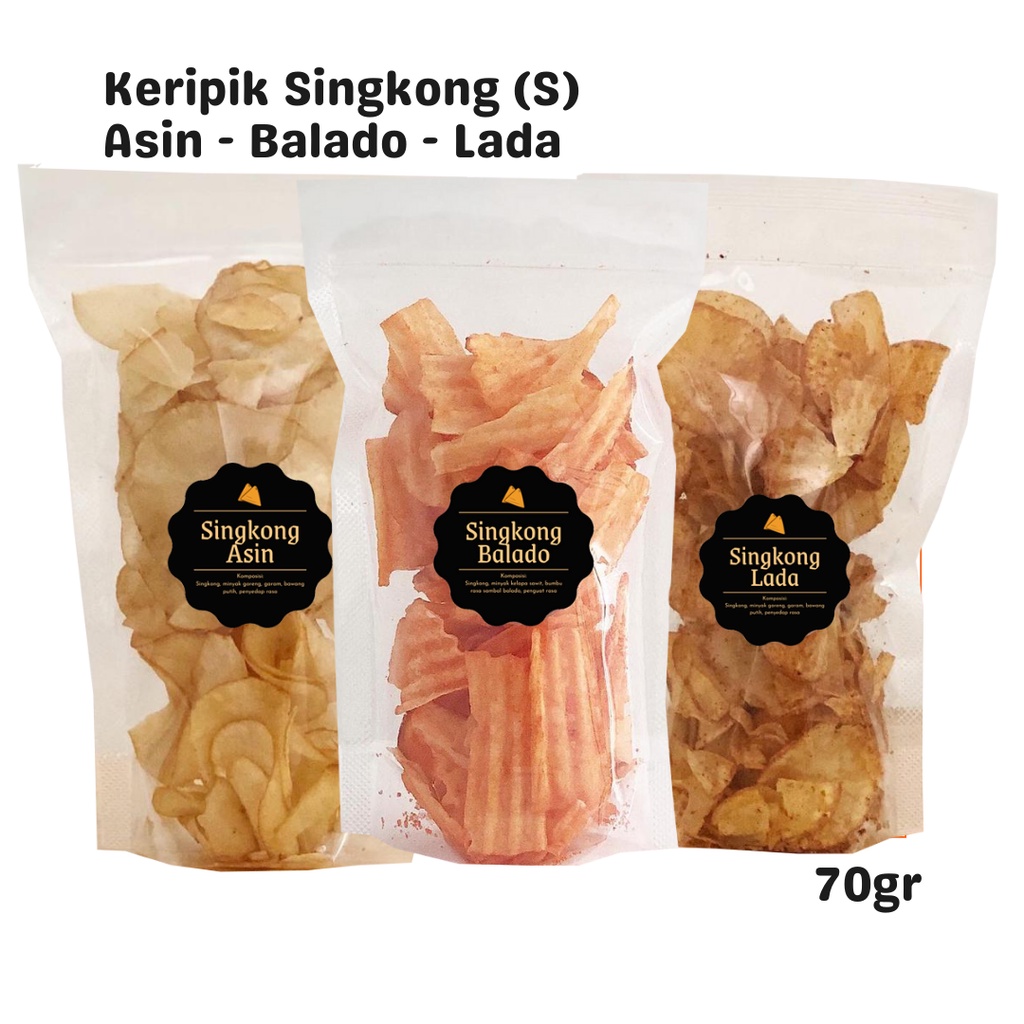 

SNACK KEKINIAN Keripik Singkong Asin / Balado / Lada / Keju (S) 70gr / Snack Cemilan Camilan Pedas Gurih