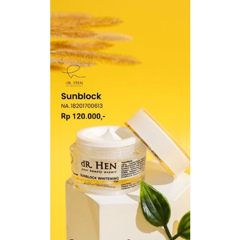 dr.hen sunblock whitening paket skincare bpom halal alami murah