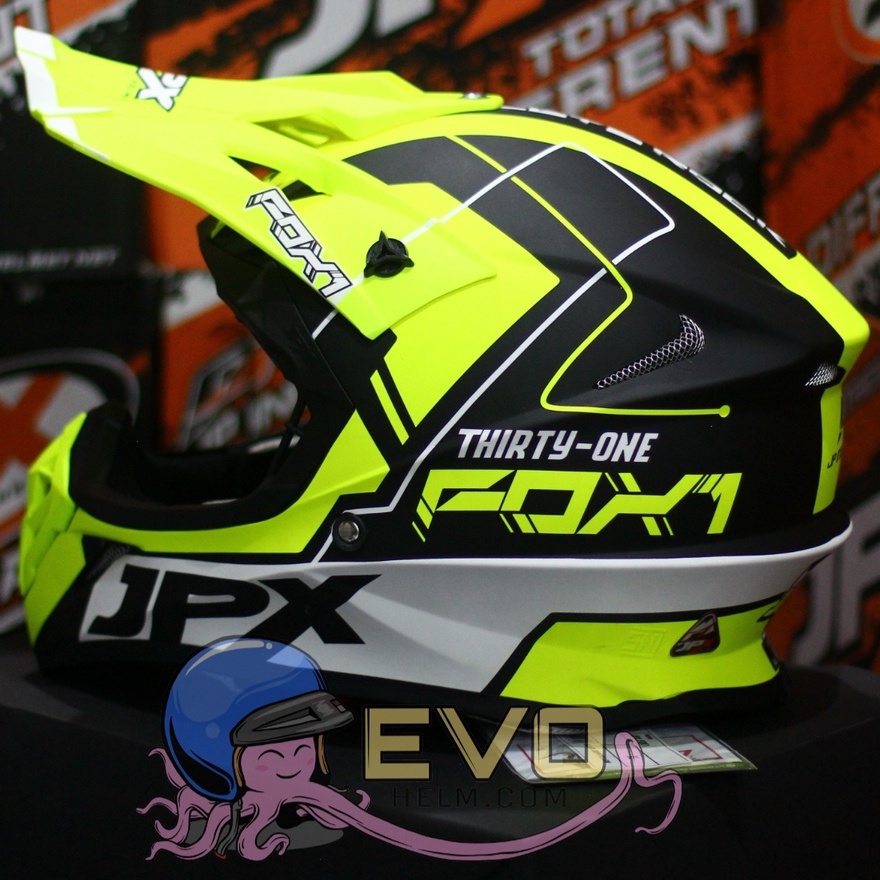 HELM JPX CROSS_FOX1 SERI X31 - BLACK DOFF YELLOW + GOOGLE SNAIL (ONGKIR 2 KG) HELM JPX TERBARU