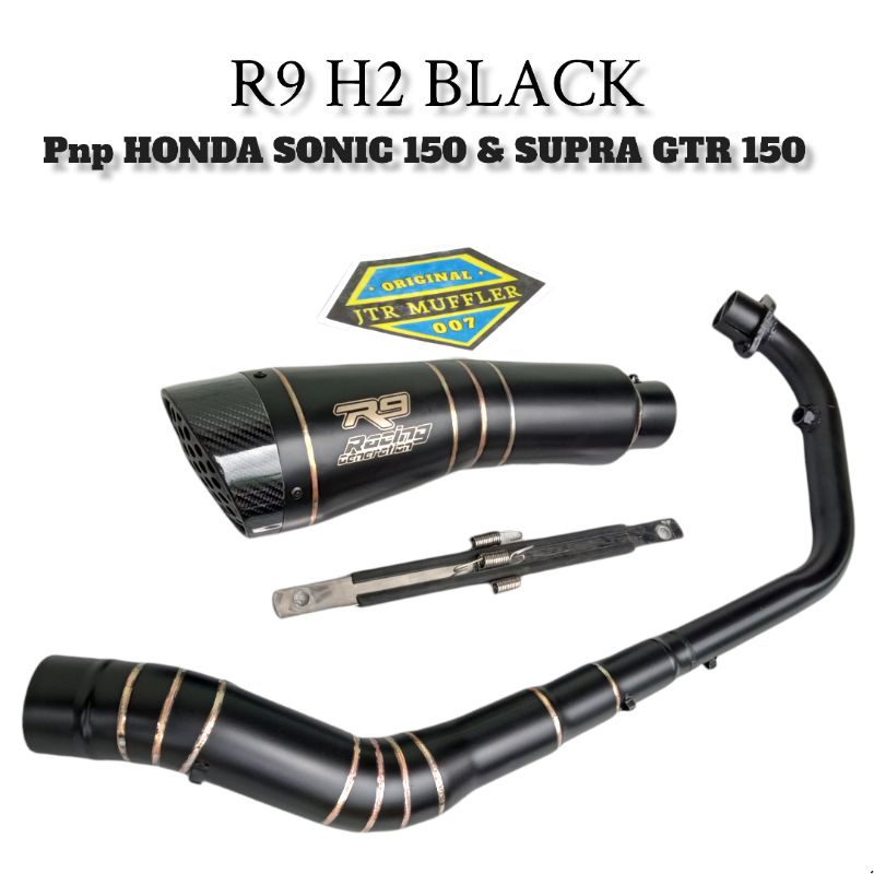 Knalpot R9 H2 BLACK honda sonic 150 supra gtr 150