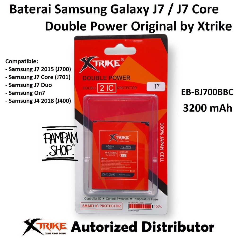 Baterai XTRIKE Double Power Samsung Galaxy J7 2015 J7 Core J701 Duo J4 J400 2018 On7 J700 J700F J720 Original Batre Batrai Battery HP Handphone Ori On 7