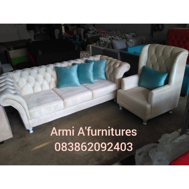 Sofa Chesterfield 3+1 - Nerima tukar tambah sofa lama