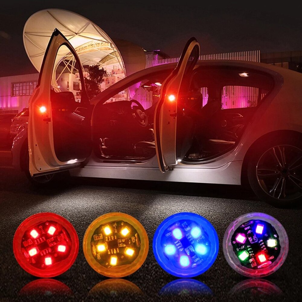 [BISA COD] 2Pcs Lampu LED Peringatan Buka Pintu Mobil Wireless Safety Car Door Warning Light