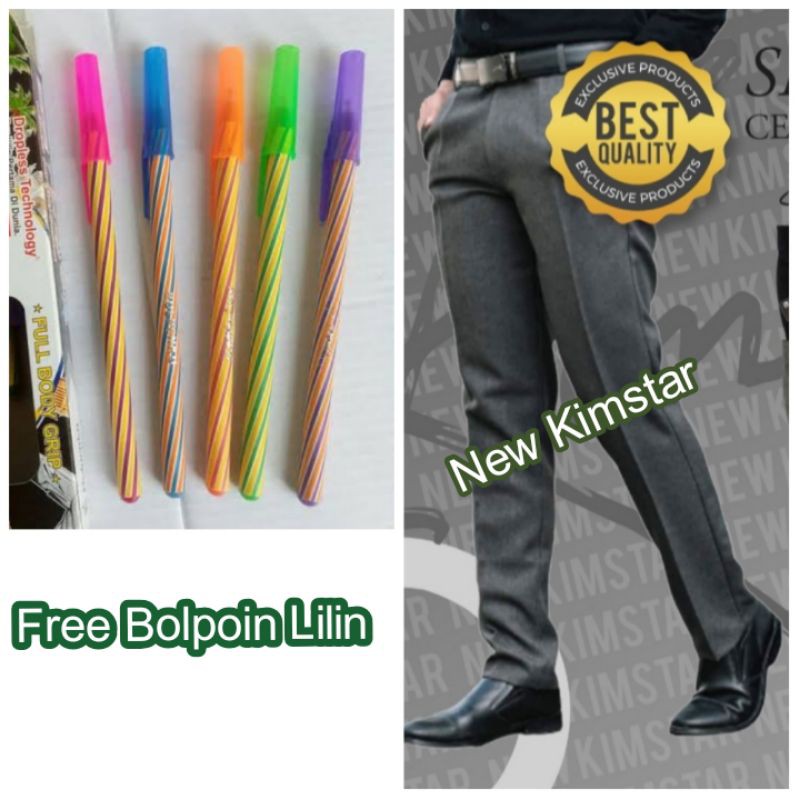 KIMSTAR Celana Kantor Formal Kerja Bahan Dasar Pria Slimfit HITAM PRODUK PREMIUM 1