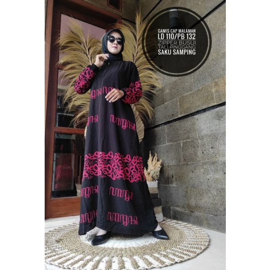 [ BISA COD ] Gamis aksara  Twill Rayon Cap Malaman Dress Syari Jumbo Busui Original