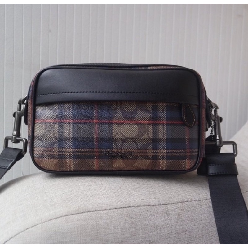 COACH CROSSBODY SIGNATURE CANVAS WITH PLAID PRINT (83024)