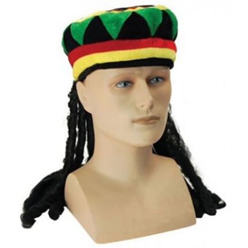 Topi kupluk bob marley reggae rasta sudah termasuk rambut gimbalnya