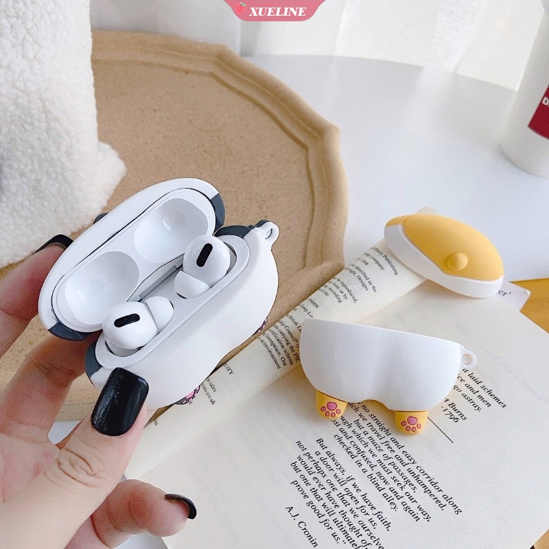 Cover Pelindung AirPods 1 2 3 Bentuk Pantat Anjing Corgi Bahan Silikon