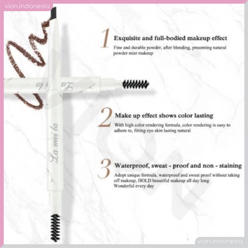 LAMEILA Marble Double Head Eyebrow Pencil Penebal Alis Mata 7 Warna LA006