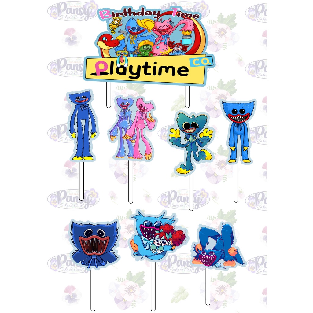 Cake topper / Cupcake topper Huggy Wuggy / Poppy Playtime + banner Birthday EKONOMIS