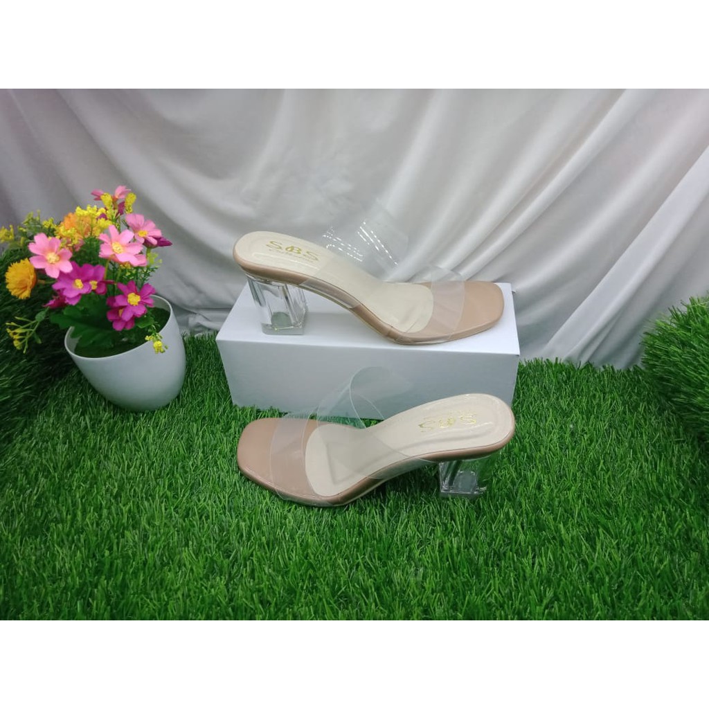 SANDAL WANITA HAK KACA TERBARU 7CM SANDAL WANITA HAK BENING SBS collection