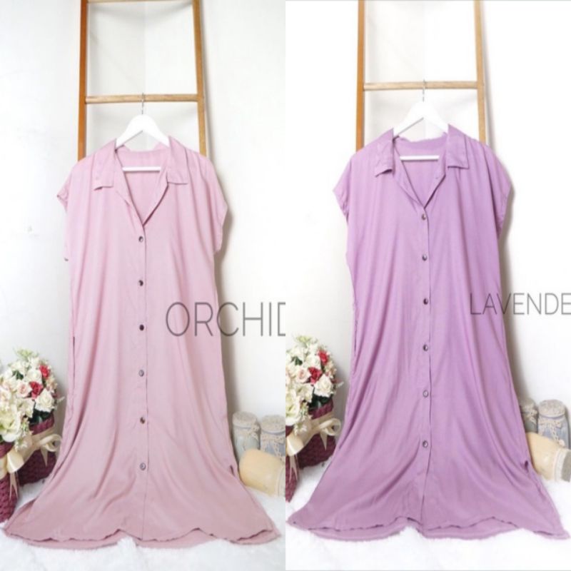 Daster Kancing Depan Full Rayon Polos Busui Viral|lula home Dress