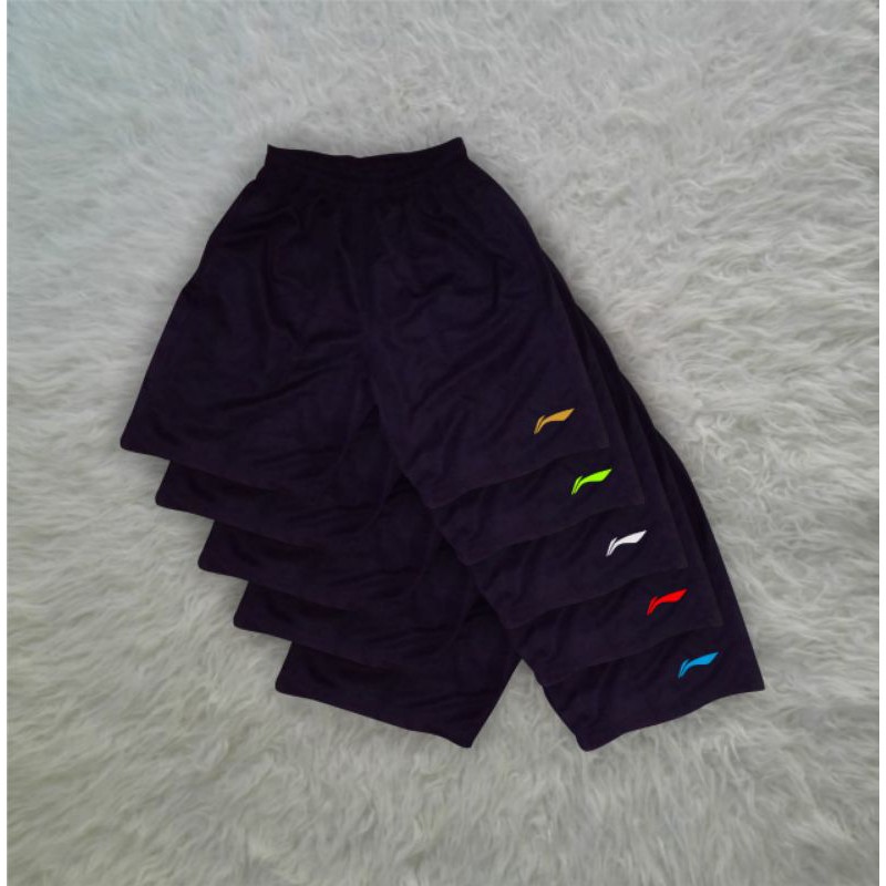 Celana badminton lining celana bulutangkis hitam bawahan olahraga pria badminton training pendek hitam polos short pants badminton lining gold white red blue neon yellow celana badminton ukuran L XL murah lebay