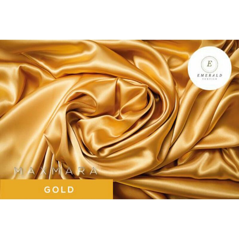 ( BUKAN HIJAB ) SETENGAH METER Kain Satin Charmuse Maxmara Silk Premium - Gold/Haney Gold ( HARGA PER 50cm KAIN )