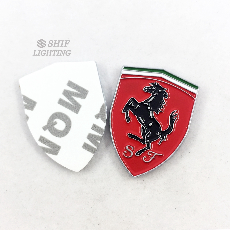 2pcs Stiker Emblem Logo Sf Horse Bahan Metal Untuk Ferrari