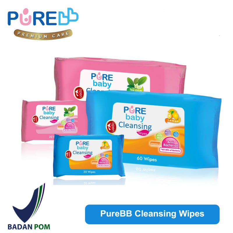 Pure Baby Cleansing Wipes - Tisu Basah Bayi (Lemon/Tea Olive)