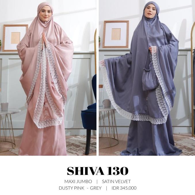 ] Mukena Jumbo Tatuis Shiva 130 Satin Velvet Polos Renda Abu Grey Pink