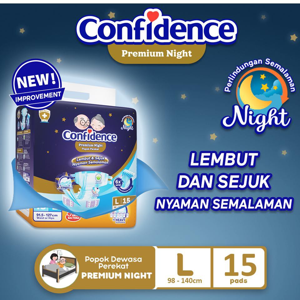 Confidence Premium Night L15 - Confidence Popok Perekat Premium L 15