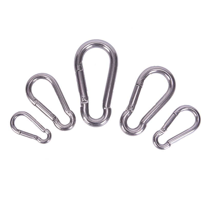 {LUCKID}304 Stainless Steel Spring Carabiner Snap Hook Keychain Quick Link Lock Buckle