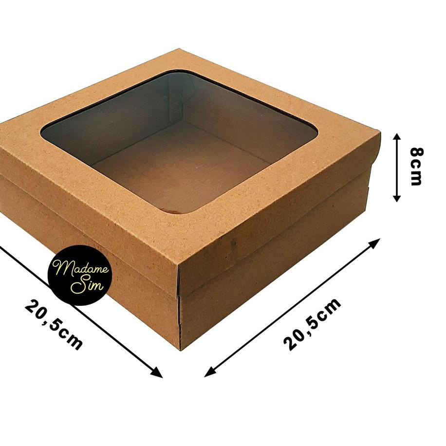 ➽ KOTAK KUE - CAKE BOX - DUS BOLU 20 x 20 x 8 CM - JENDELA (ISI : 10 PCS) ➧