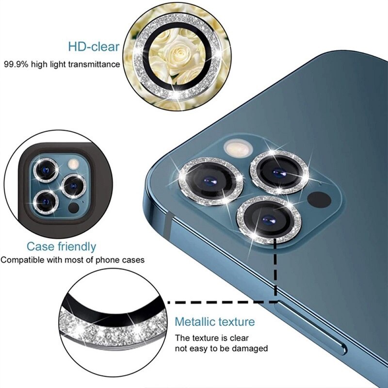 Suitable for iPhone 13 12 Pro Max 11 Pro max camera lens protection, suitable for iPhone 12mini 11 / 12pro masonry flashing lens ring