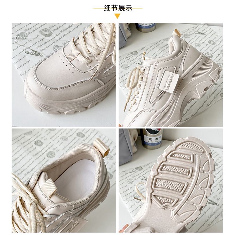 [GROSIR][COD] SEVEN_DAY SEPATU SNEAKERS WANITA KOREA IMPORT SPORT SHOES KREM H-923