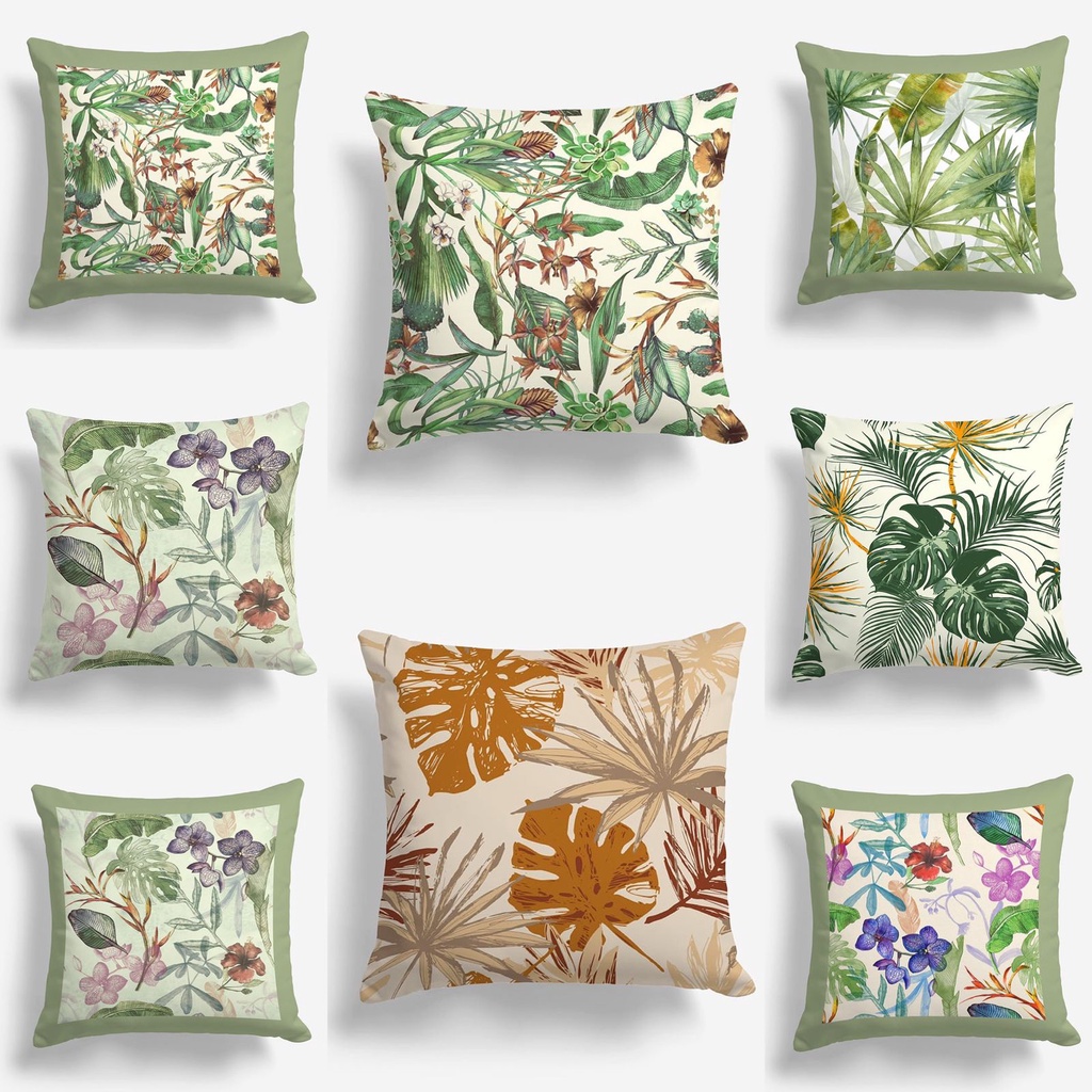 SARUNG Bantal Sofa Print Motif Daun / Leaves / Monstera 40x40 cm