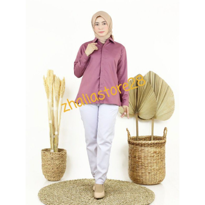 Kemeja Toyobo jumbo/kemeja basic polos Ld 110cm Ld 120 cm-Jumbo dusty pink