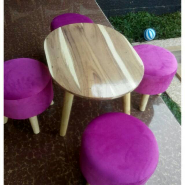 Meja Kursi teras unik kayu jati