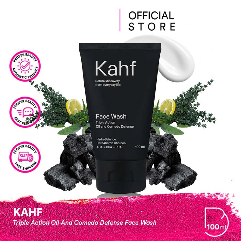 KAHF FACE WASH TRIPLE ACTION OIL AND COMEDO DEFENSE FACE WASH PRIA SABUN WAJAH PRIA BERMINYAK-KOMEDO