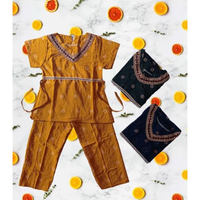 Setelan Celana Piyama Daster Anak 3 - 4 Tahun Rayon Renda-Brokat Motif Mapel & Polka