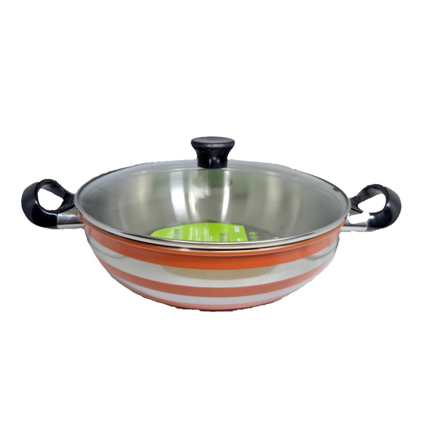 MASPION Panci Colouris Deep Wok 24cm Stainless Steel + Tutup Kaca