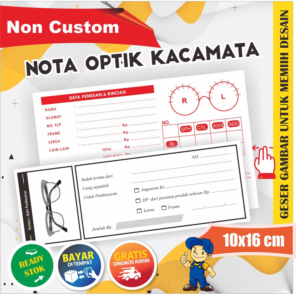 

Nota dan Kwitansi Optik kacamata Grosir dan Eceran 2 ply Rangkap