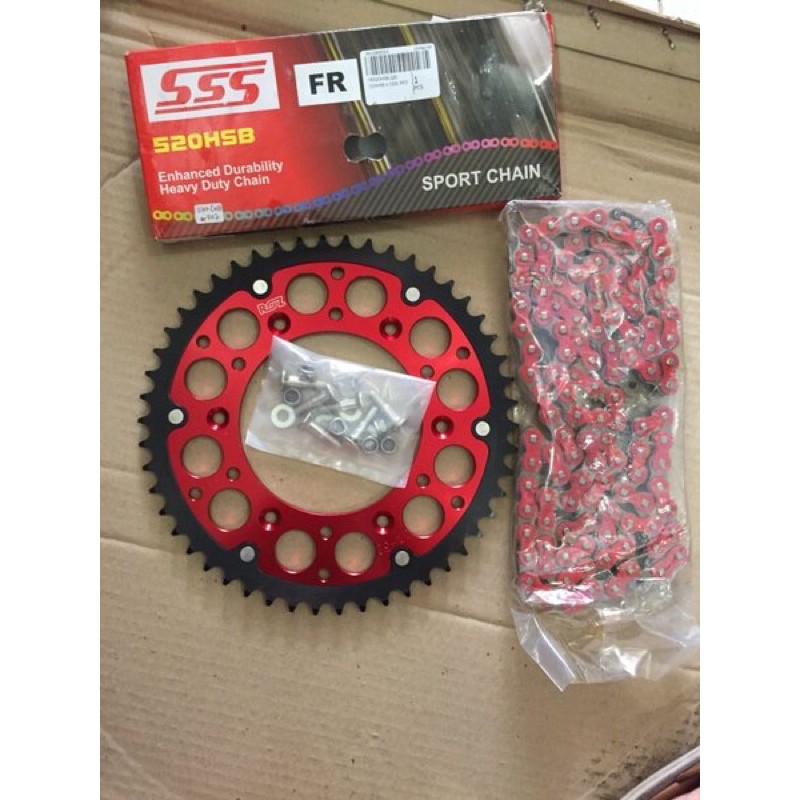 gear roz CRF 150 L CRF 230 CRF 250 set rantai sss 520HSB merah