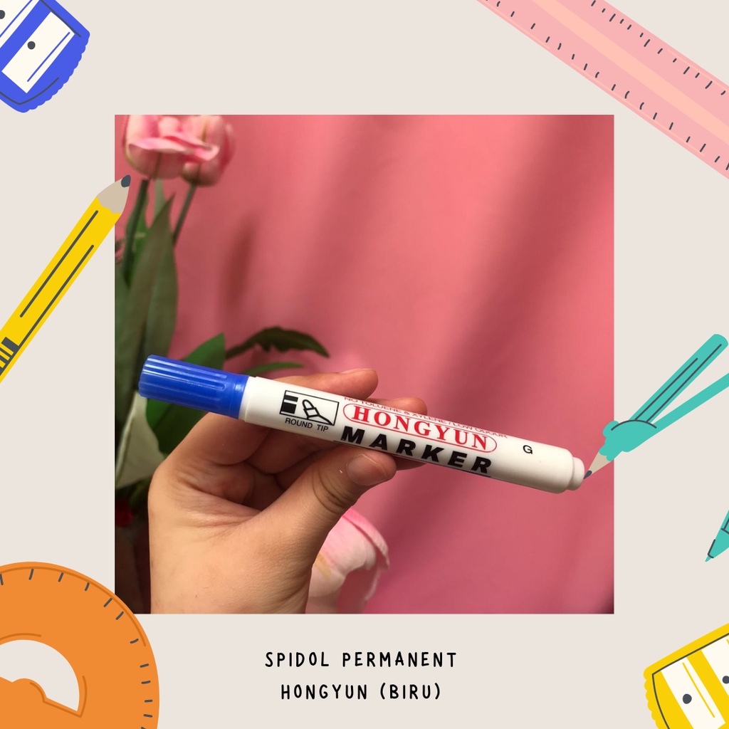 

Spidol BIRU Hongyun PERMANENT MARKER Alat Tulis Sepidol BIRU