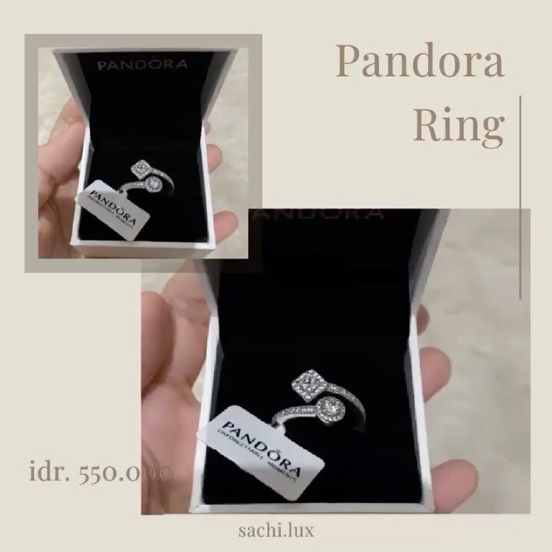 pandora sparkling square&round open ring