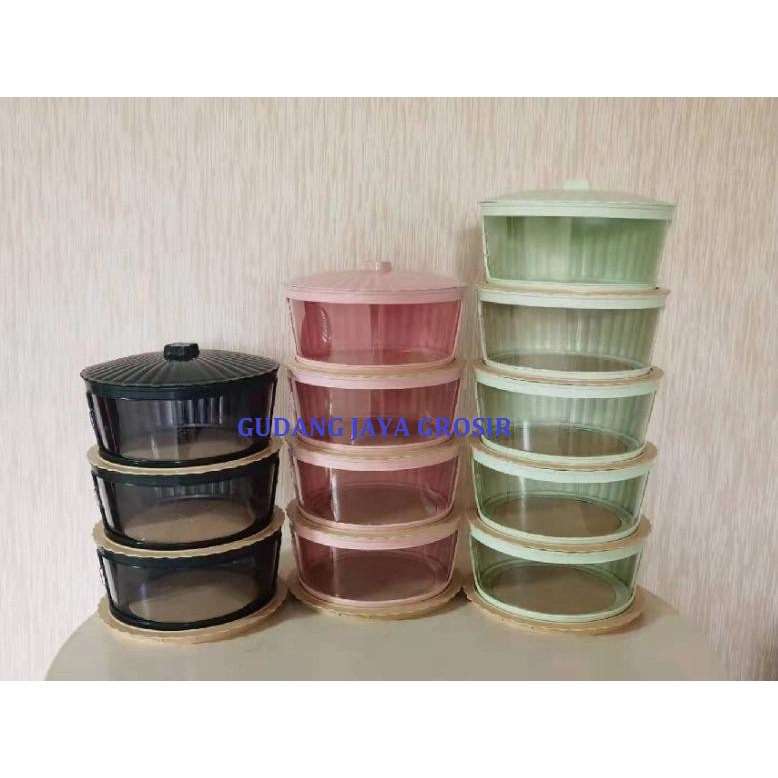 TUTUP SAJI/TUDUNG SAJI WARNA 3 SUSUN/4 SUSUN/5 SUSUN - 3 SUSUN, TANPA BUBBLE