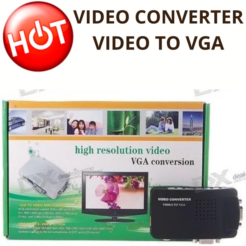 CONVERTER VIDEO TO VGA / RCA TO VGA / AV TO VGA KONVERTER AV TO VGA