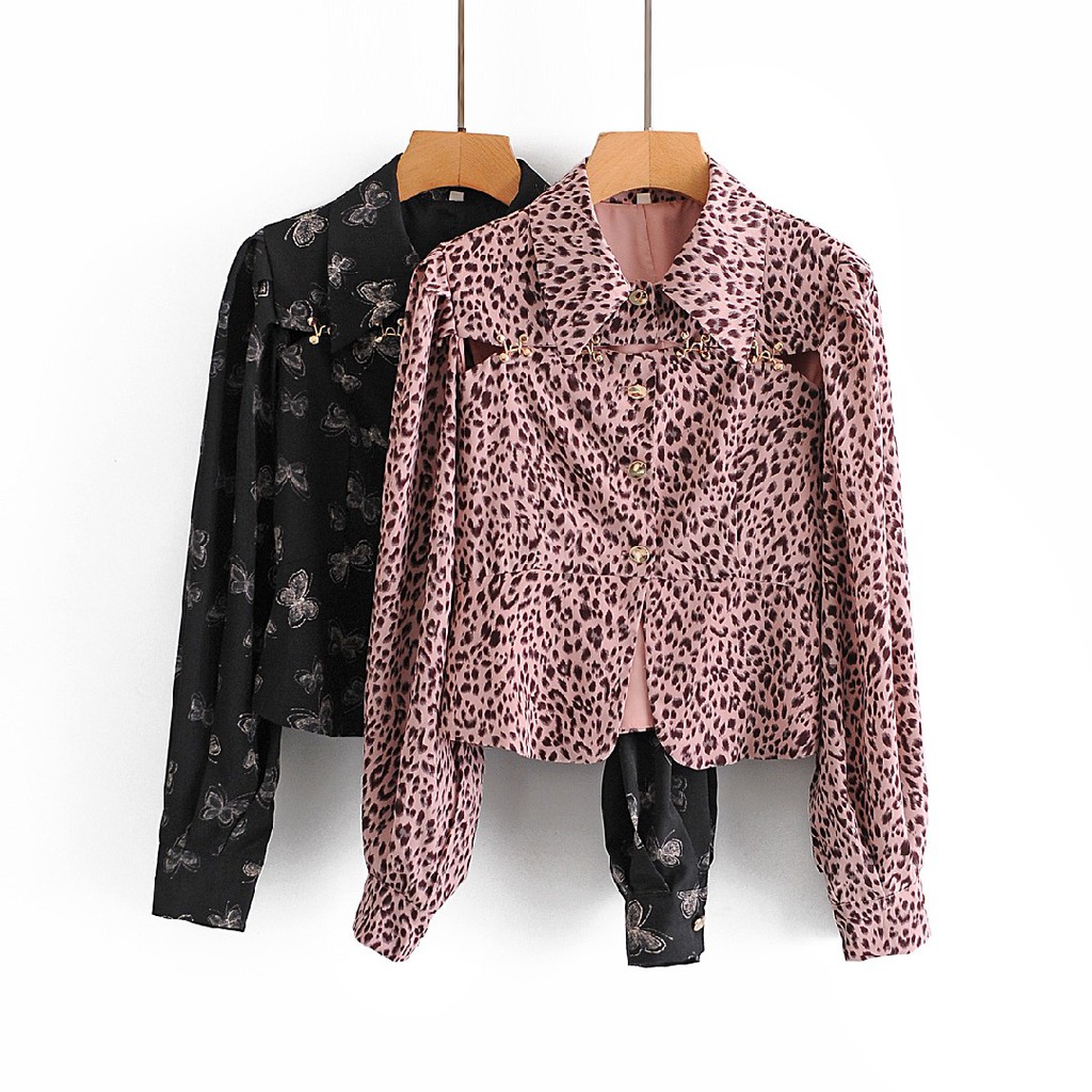 Kemeja Motif Animal Wanita Lengan Panjang Pattern Shirt Kemeja Korea Animal Pattern Shirt