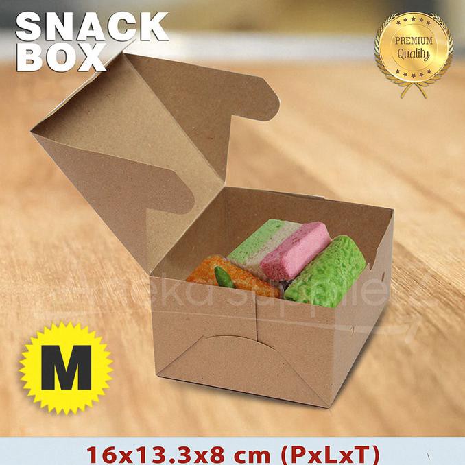 

Terhot! Kotak Box Kue Bolu Kraft Coklat - Snack Box M