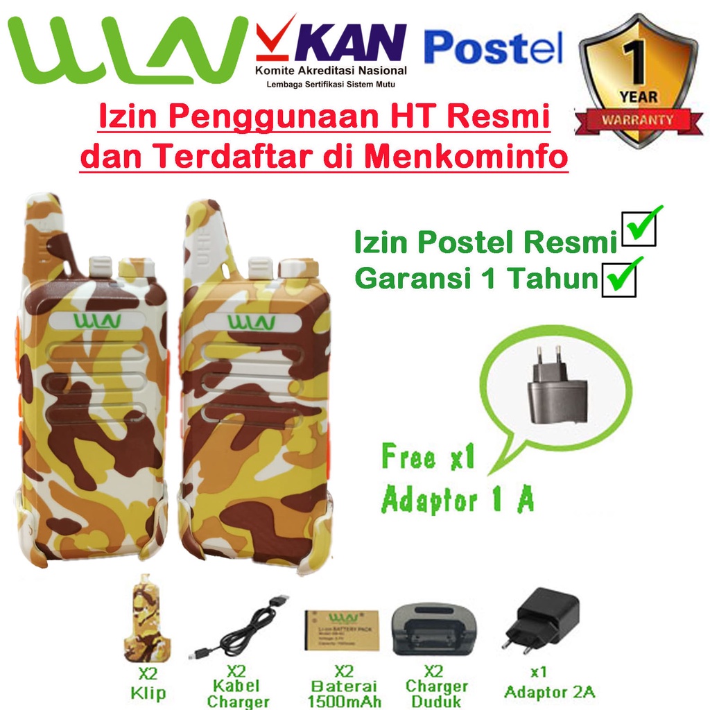 Walkie Talkie HT WLN Two-Way Radio KD - C1 (isi 2pcs) - Loreng Coklat