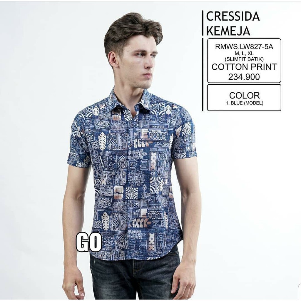 BB CRESSIDA KEMEJA PRIA BATIK SLIMFIT Kemeja Casual Kemeja Lengan Pendek