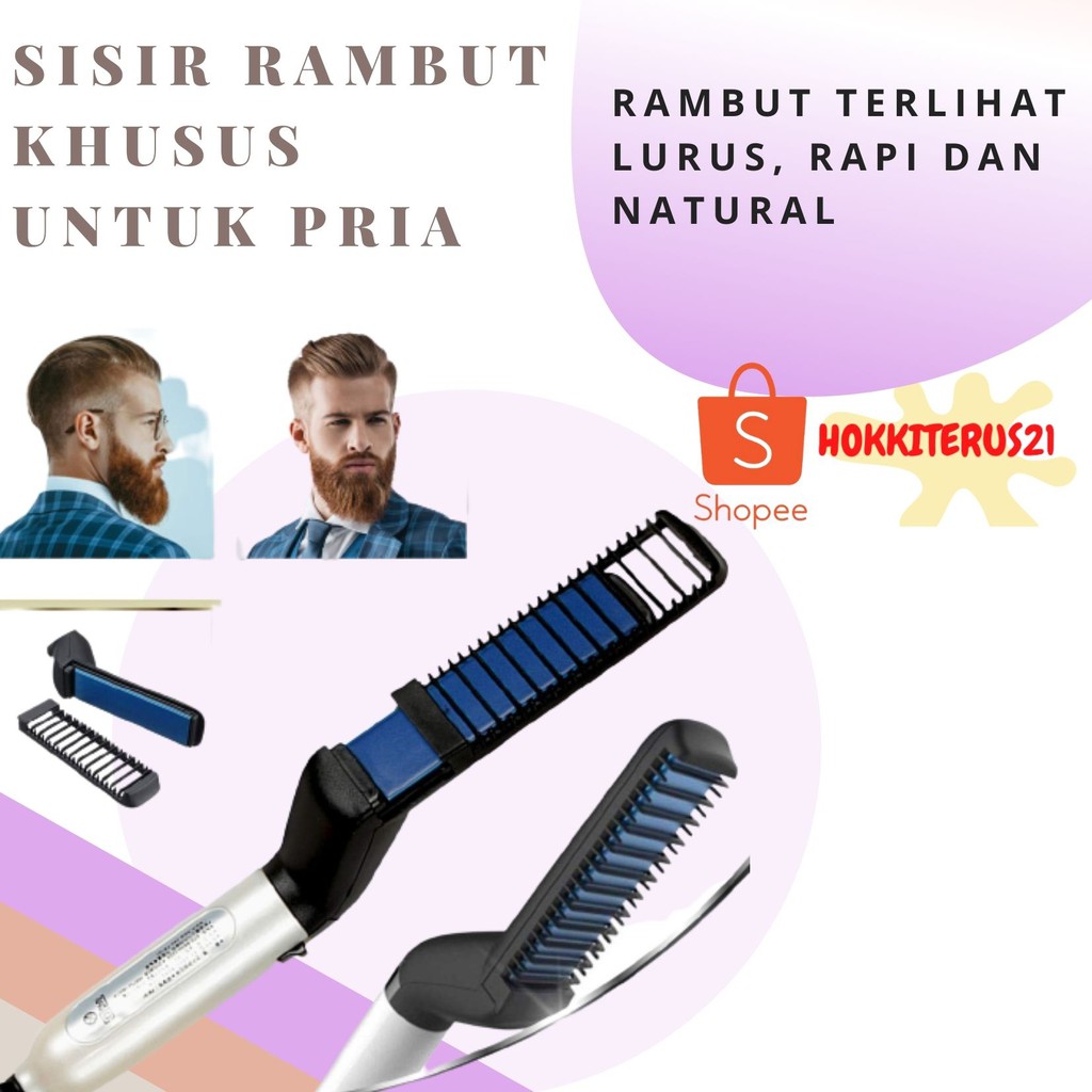 hokkiterus21 Sisir listrik pelurus rambut pria men modelling comb new