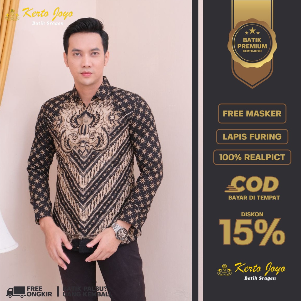 KEMEJA BATIK PRIA PREMIUM LENGAN PANJANG SLIMFIT BATIK ALUNA PCW 020