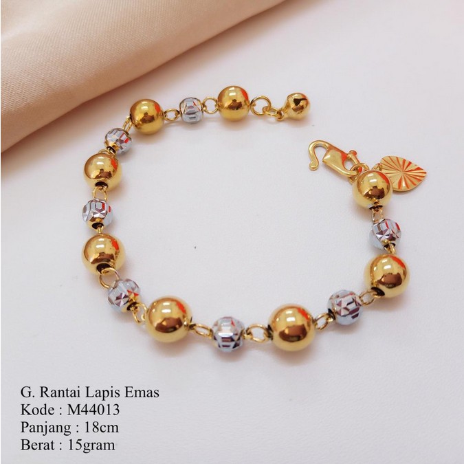 Gelang Tangan Rantai Wanita Lapis Emas Kombinasi M44013