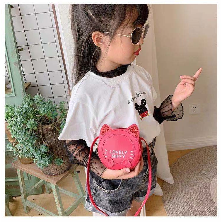 Rowling (Tas-203)Tas Mini  Karakter Motif Telinga Kucing Anak-Anak Import