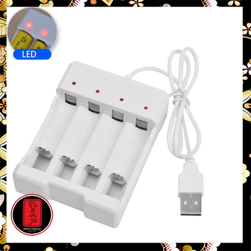 Charger Baterai USB Plug 4 slot for AA/AAA