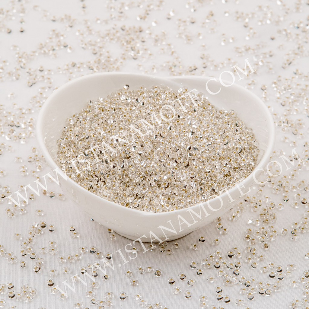 payet/Mote jepang MGB 50 gram silverlined peanut kacang silver / putih / pastel