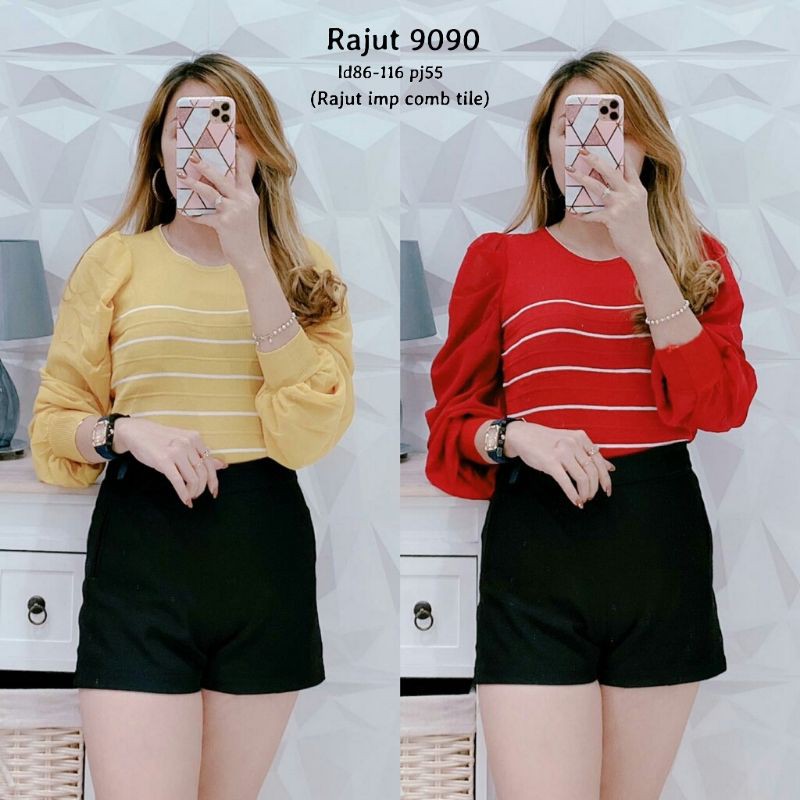 BLOUSE RAJUT IMPORT TANGAN PANJANG BALON