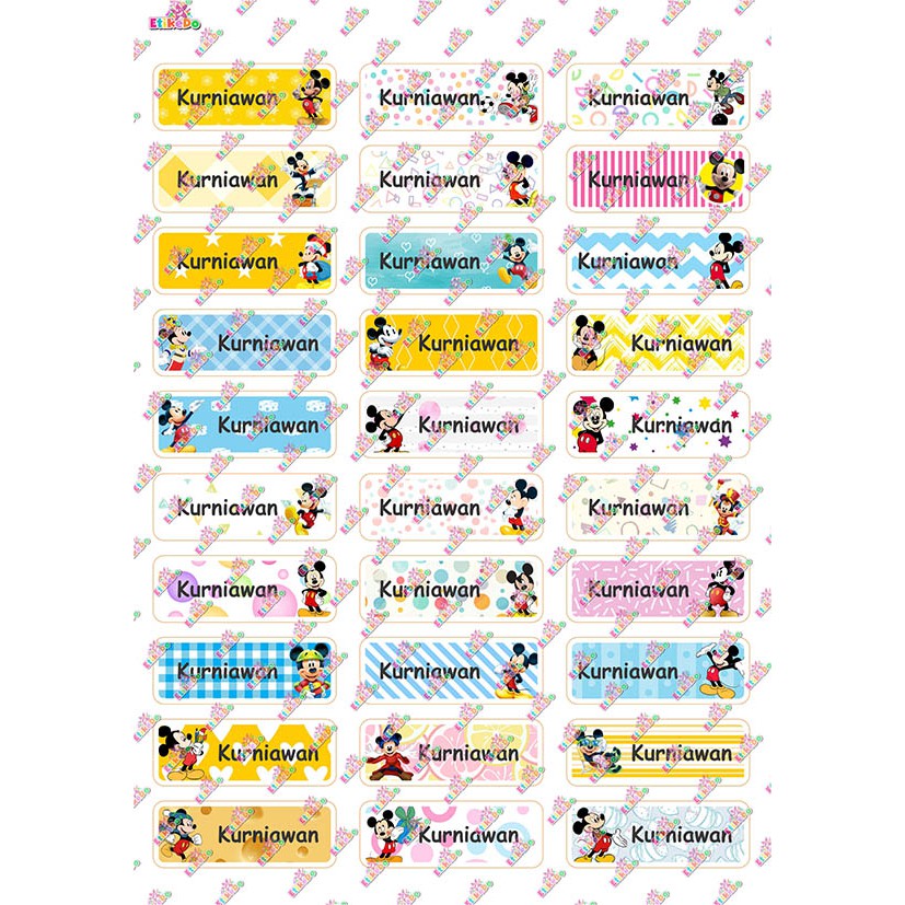 

LABEL NAMA MICKEY MOUSE 120 STIKER-ANTI AIR/ROBEK/LUNTUR-4 Nama MM1S4